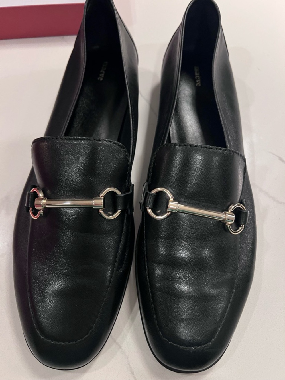 Women’s Black Leather Slip-On Loafers - Maeve - Anthropologie - size 9